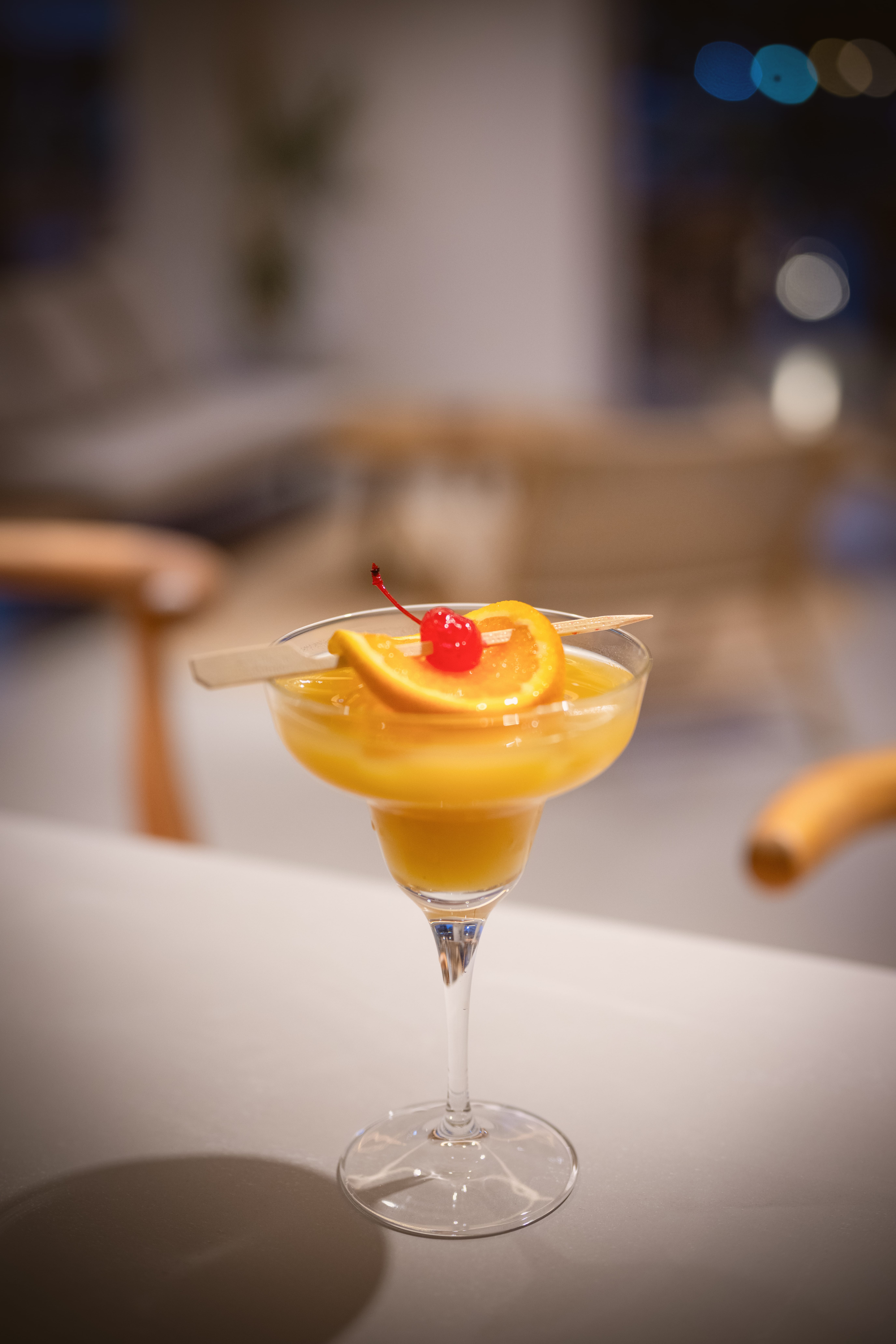 a glass with a drink in it