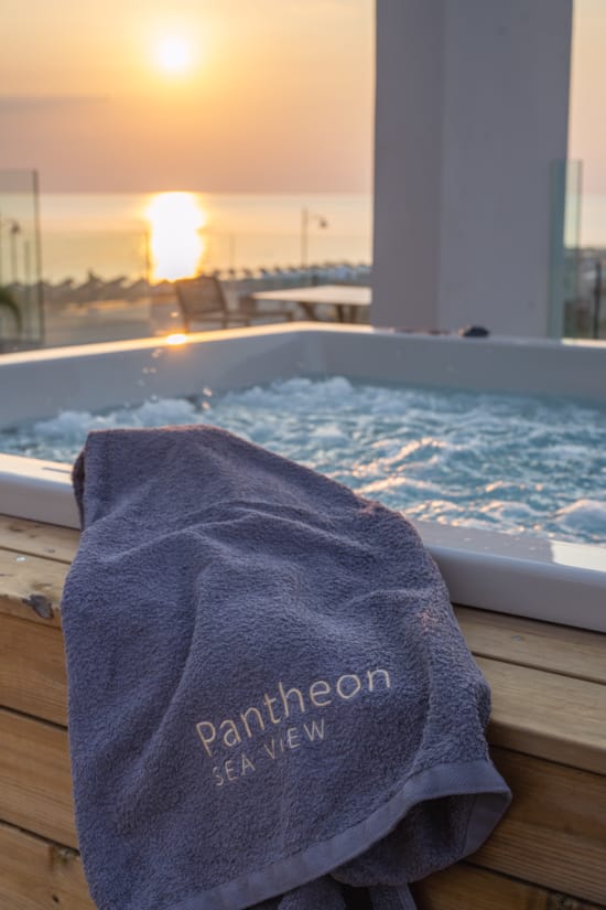 a blue towel on a wooden surface