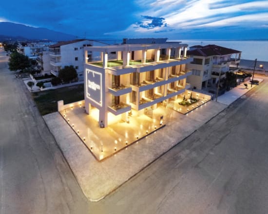 a building with a glass wall
