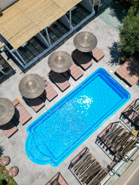 a pool with a round top