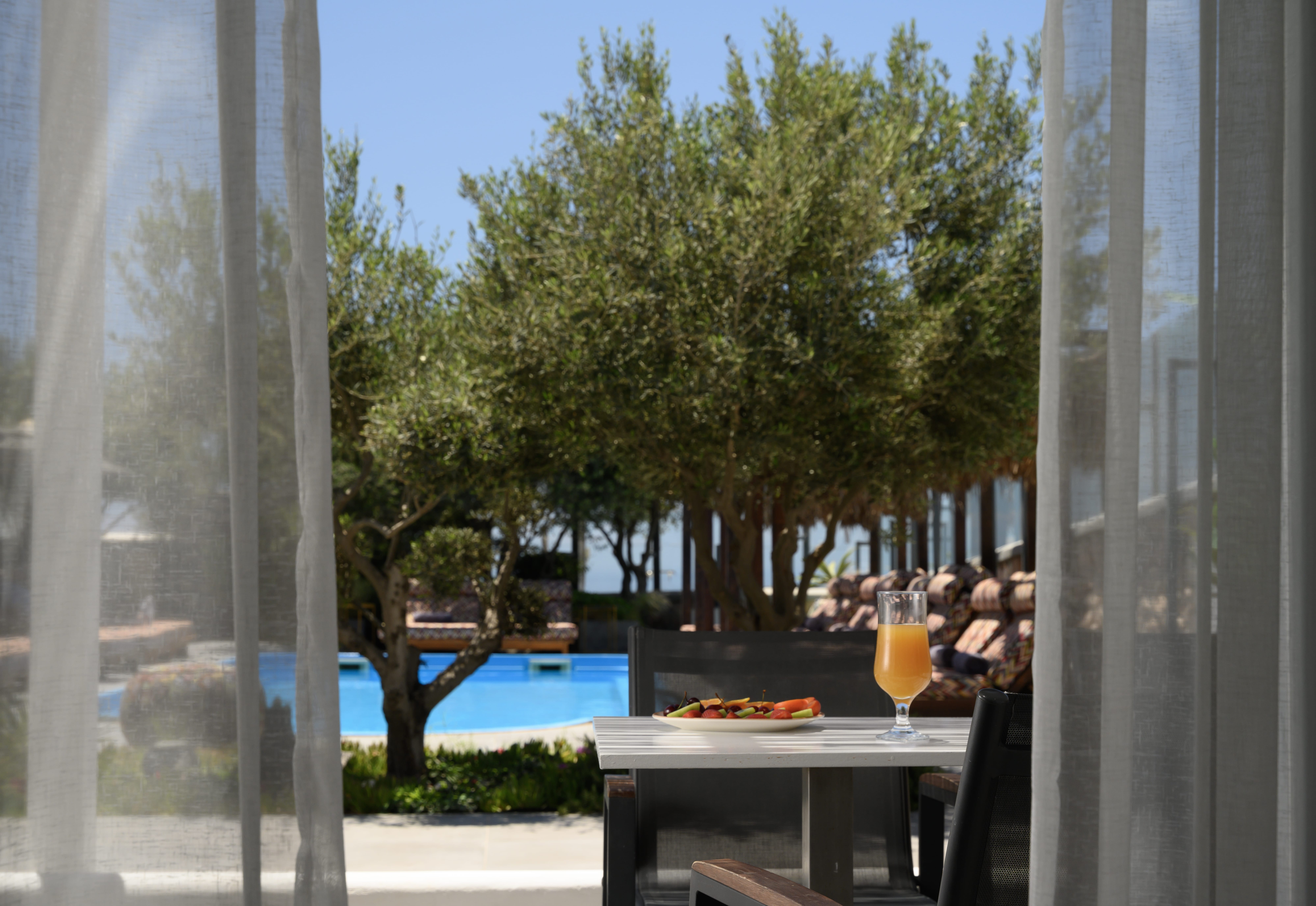 a table and chairs outside