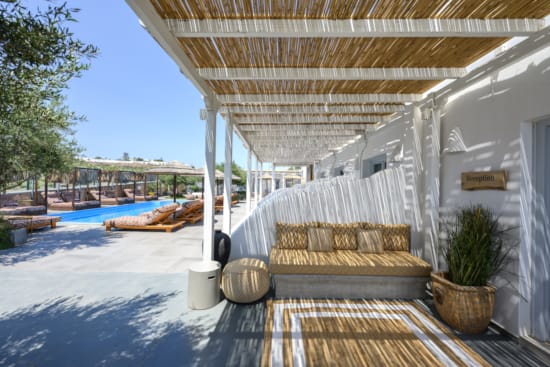 a couch and a chair outside