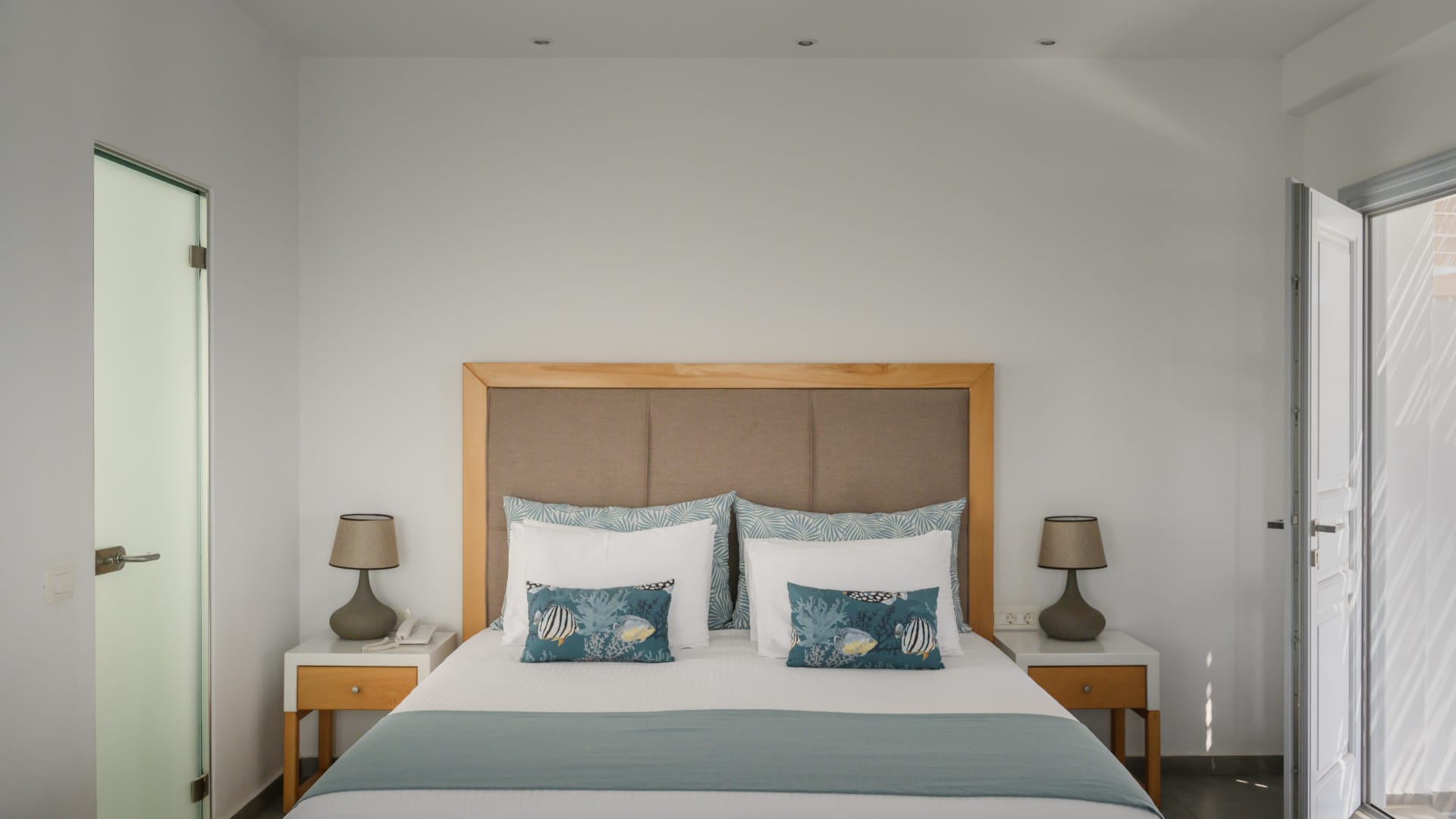 a bed with pillows