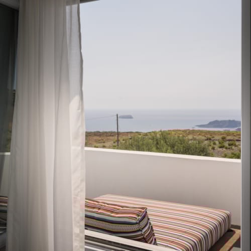 a bed and a window