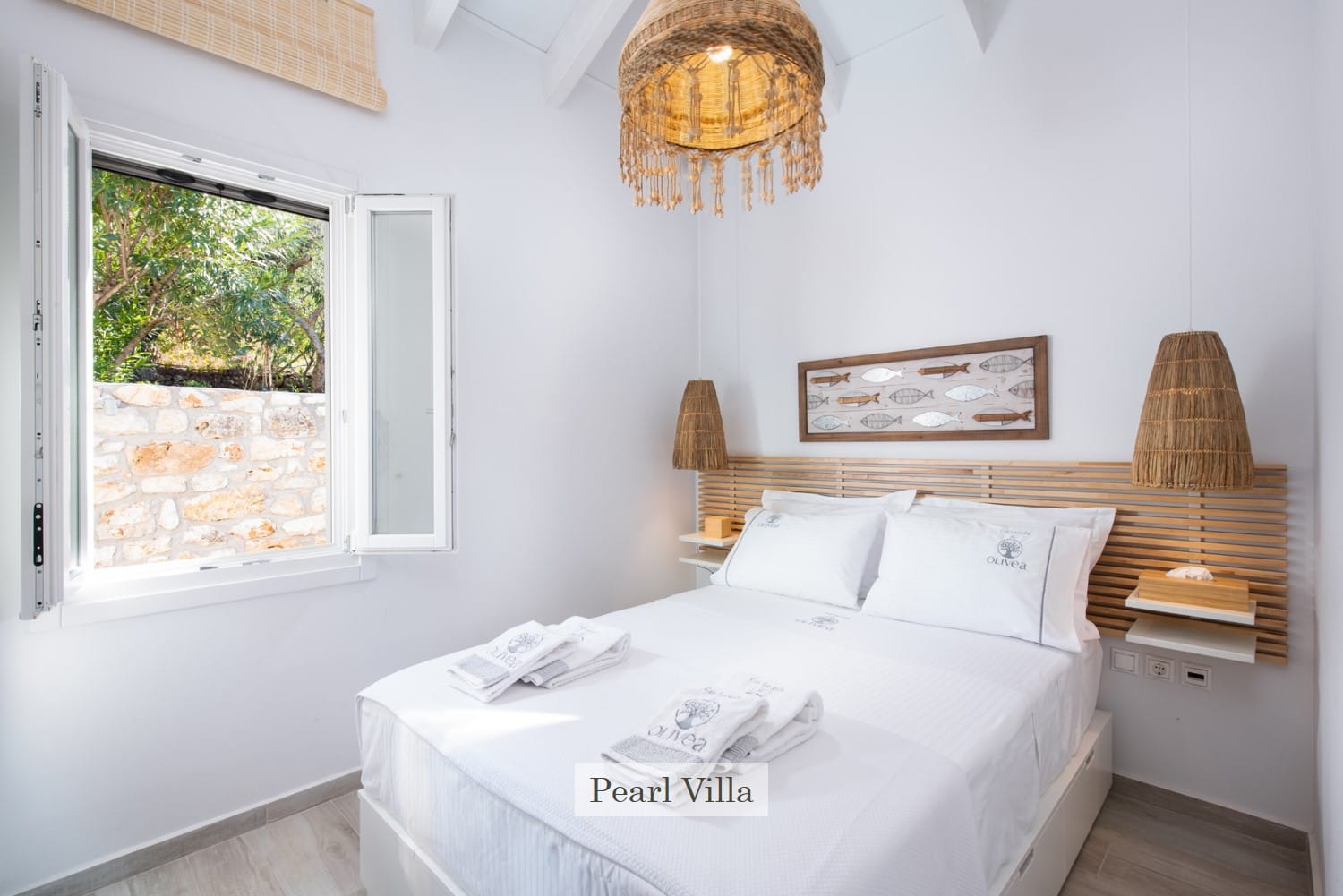 a bed with a lamp on the side