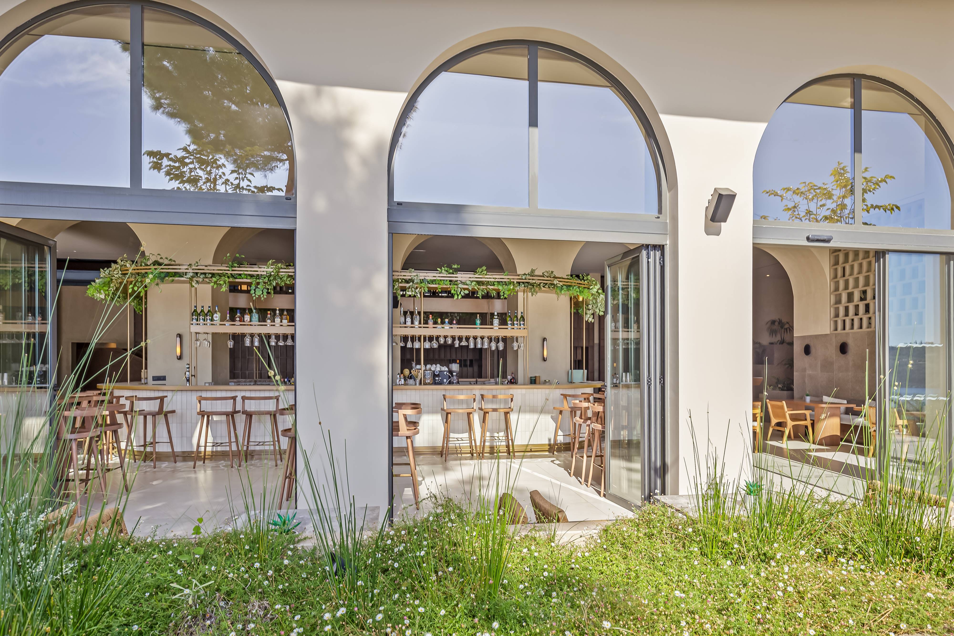 a building with a fountain