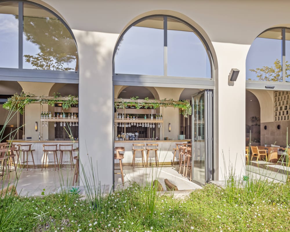a building with a fountain