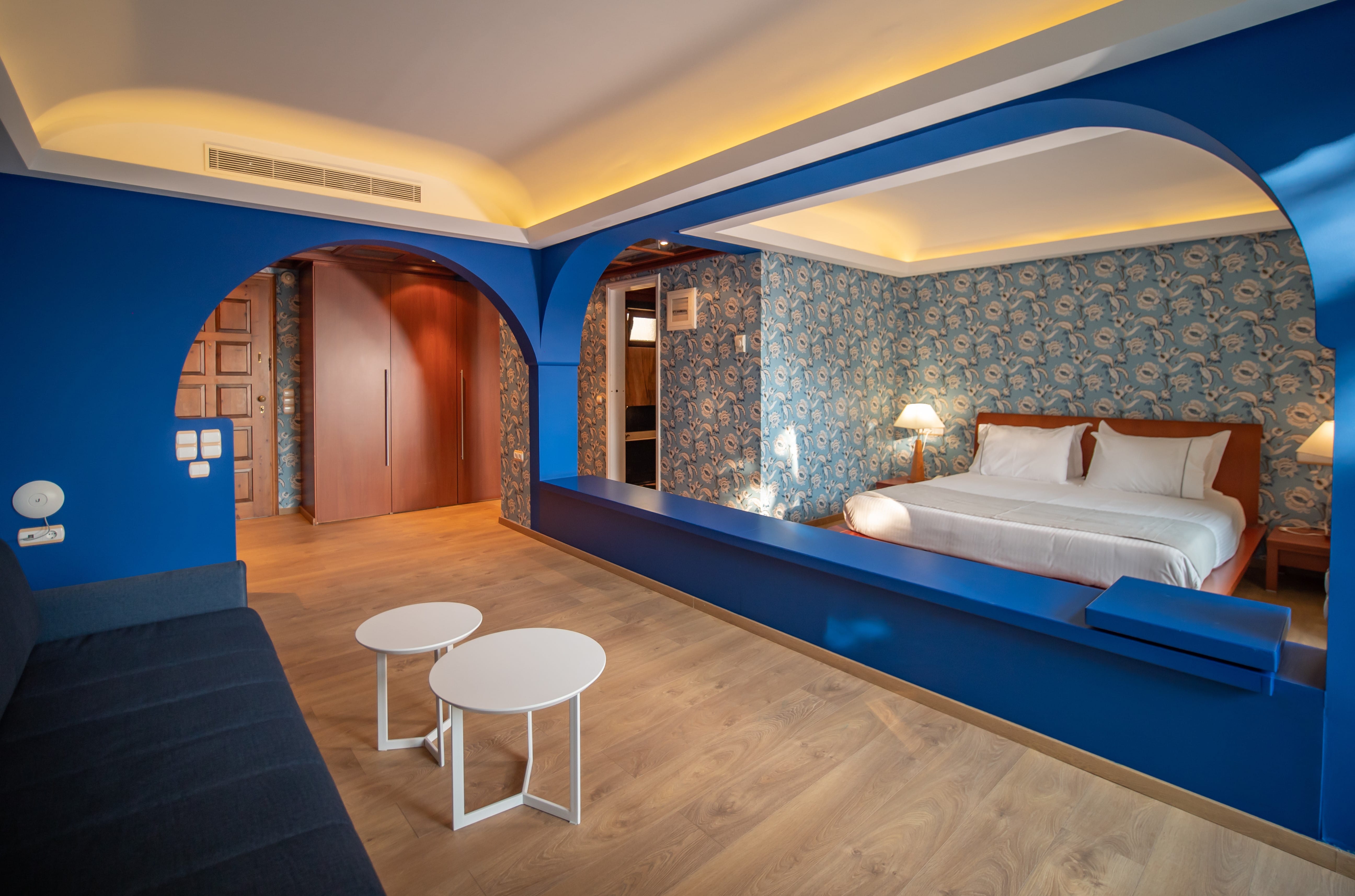 a room with a bed and a couch