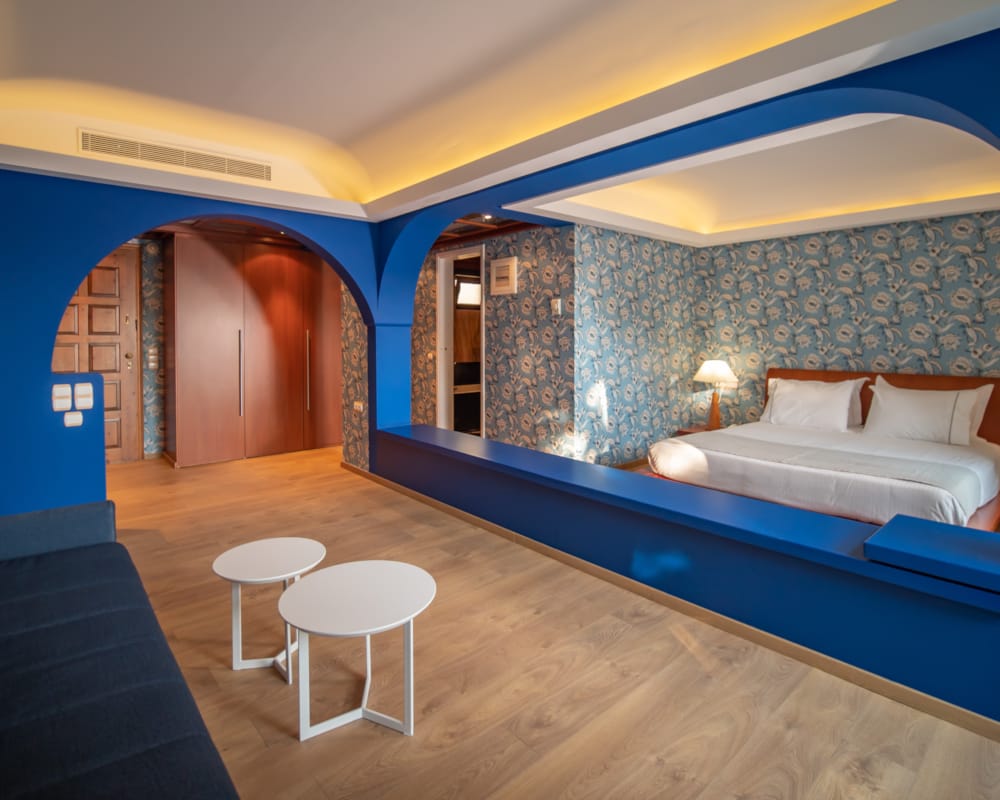 a room with a bed and a couch