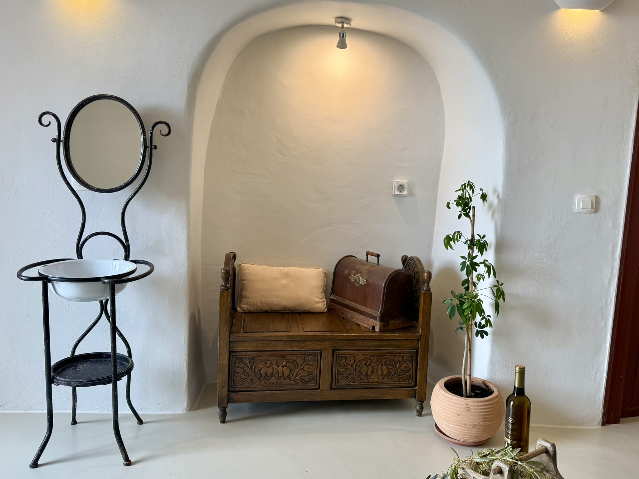 a room with a couch and a table