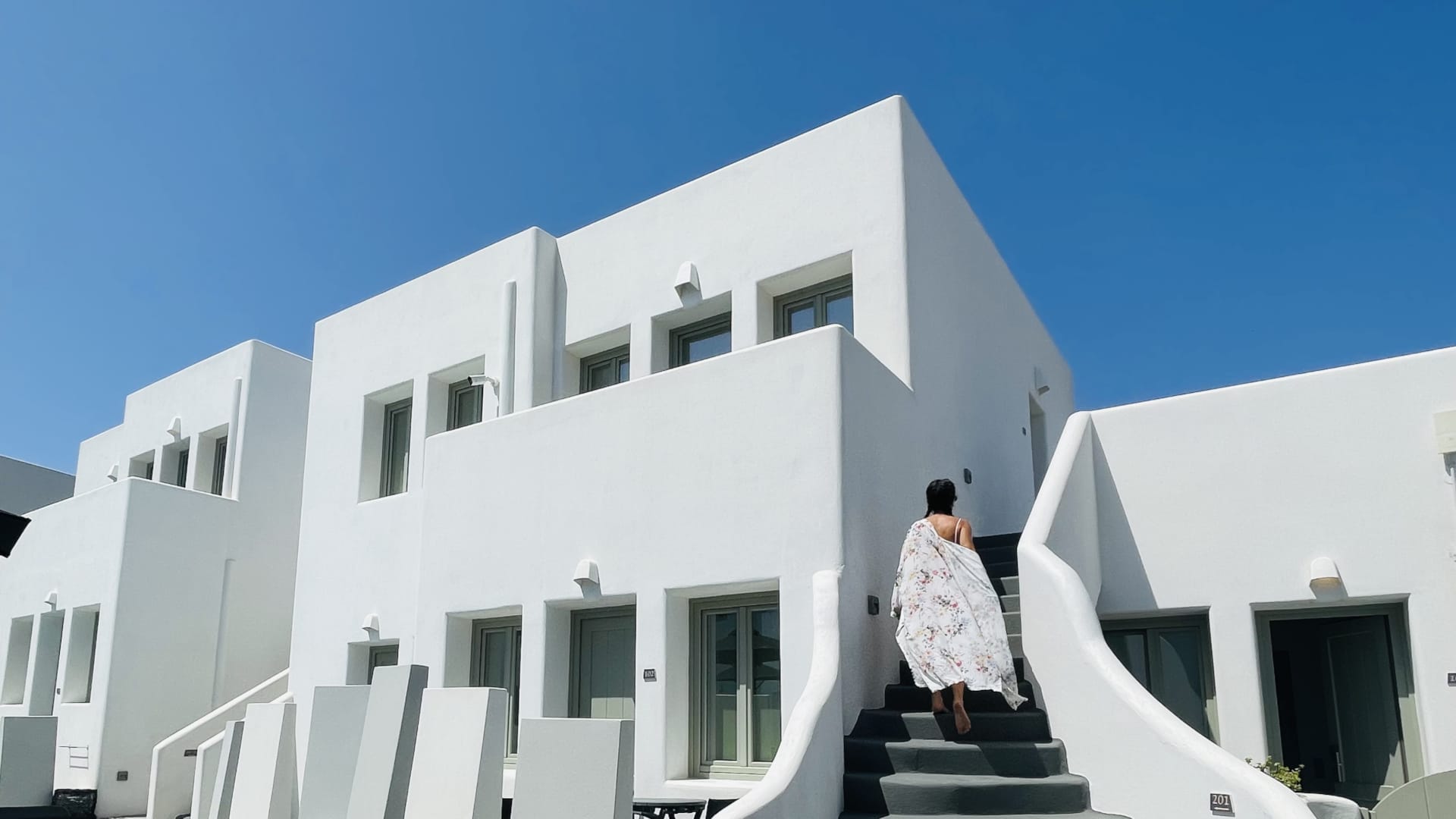 a person walking up a staircase