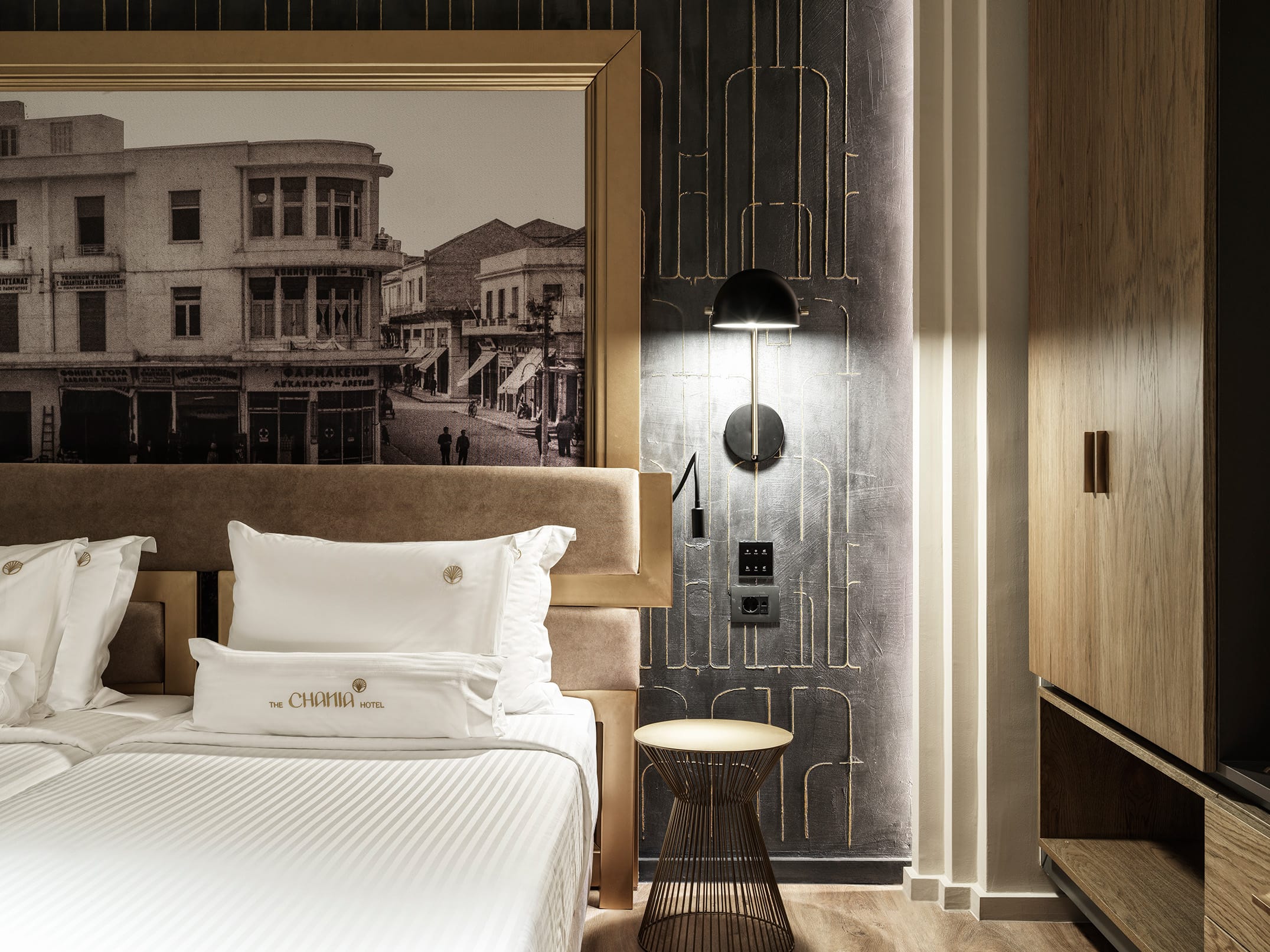 a bedroom with a large window