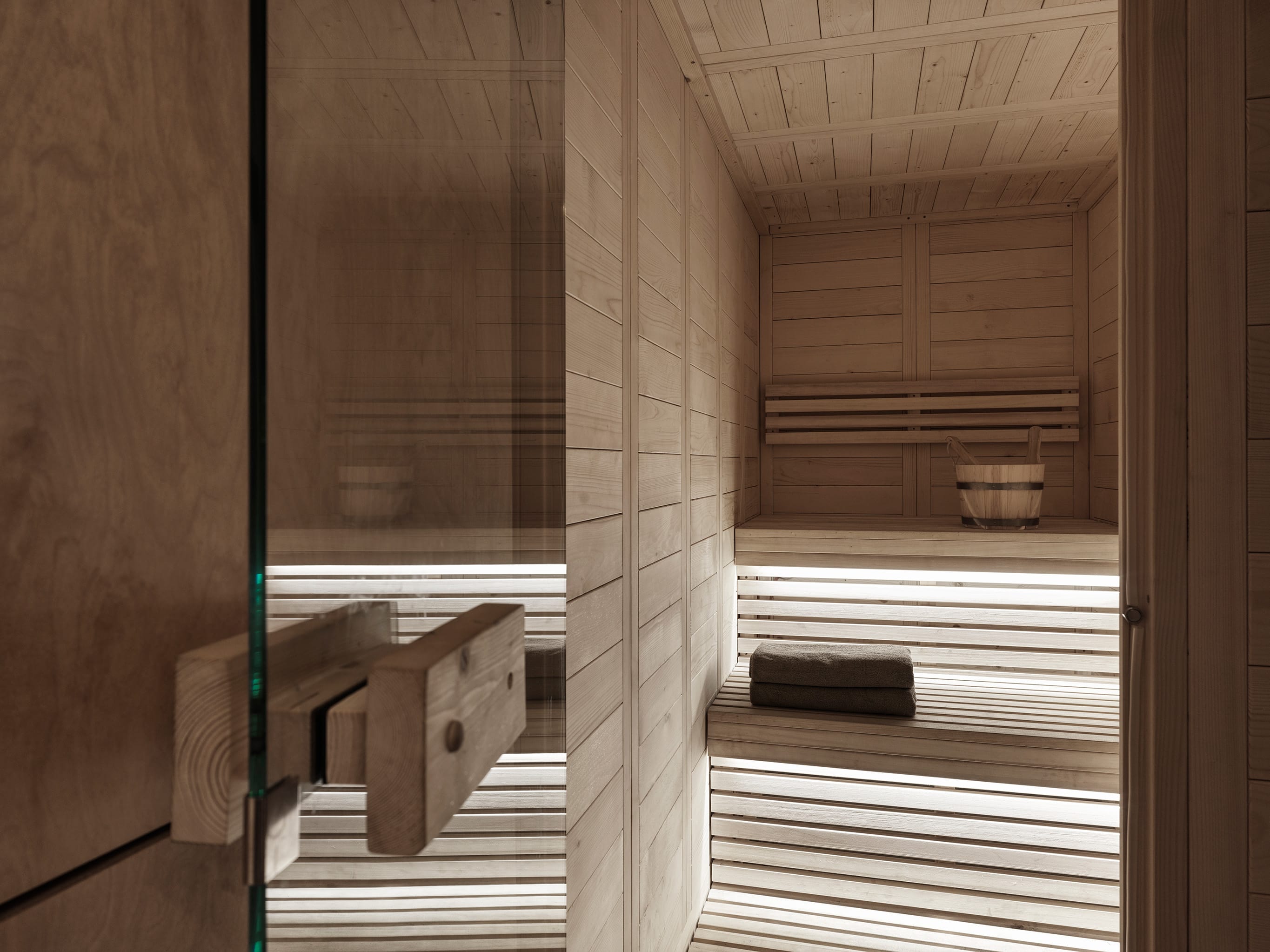 a staircase with a door