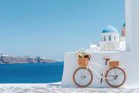 a bicycle parked on a beach