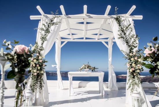 a white building with a white roof
