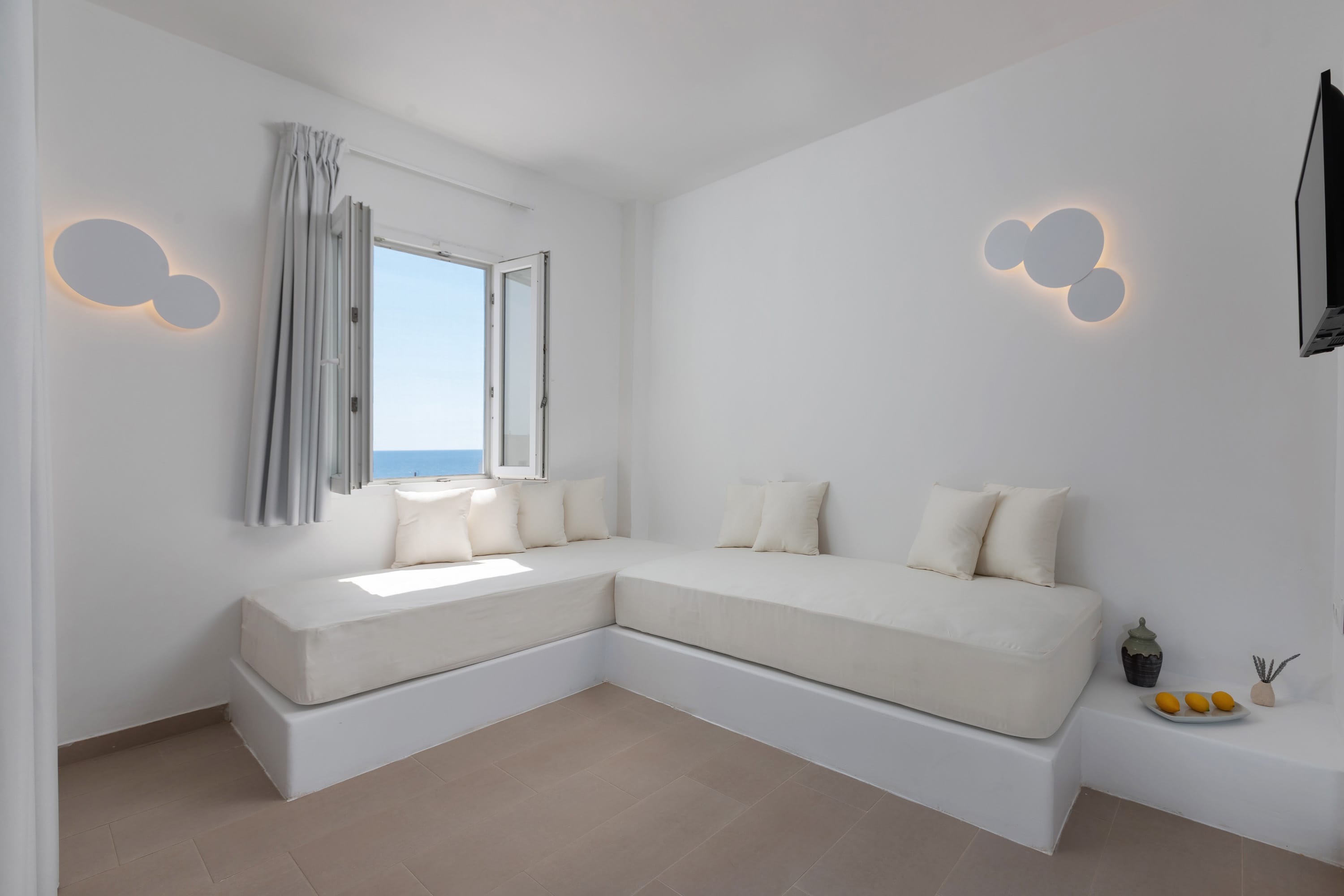 a white couch in a room