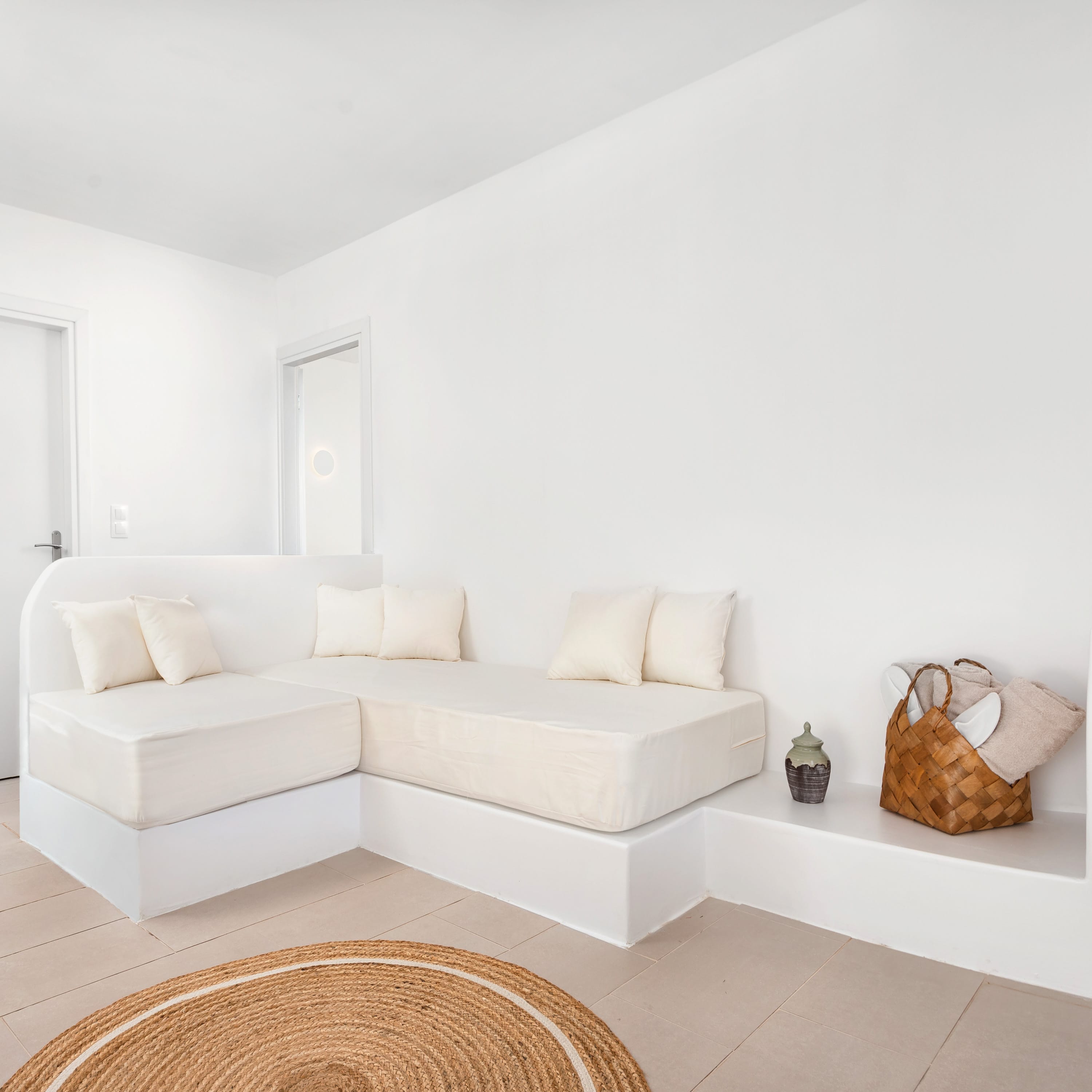 a white couch in a room