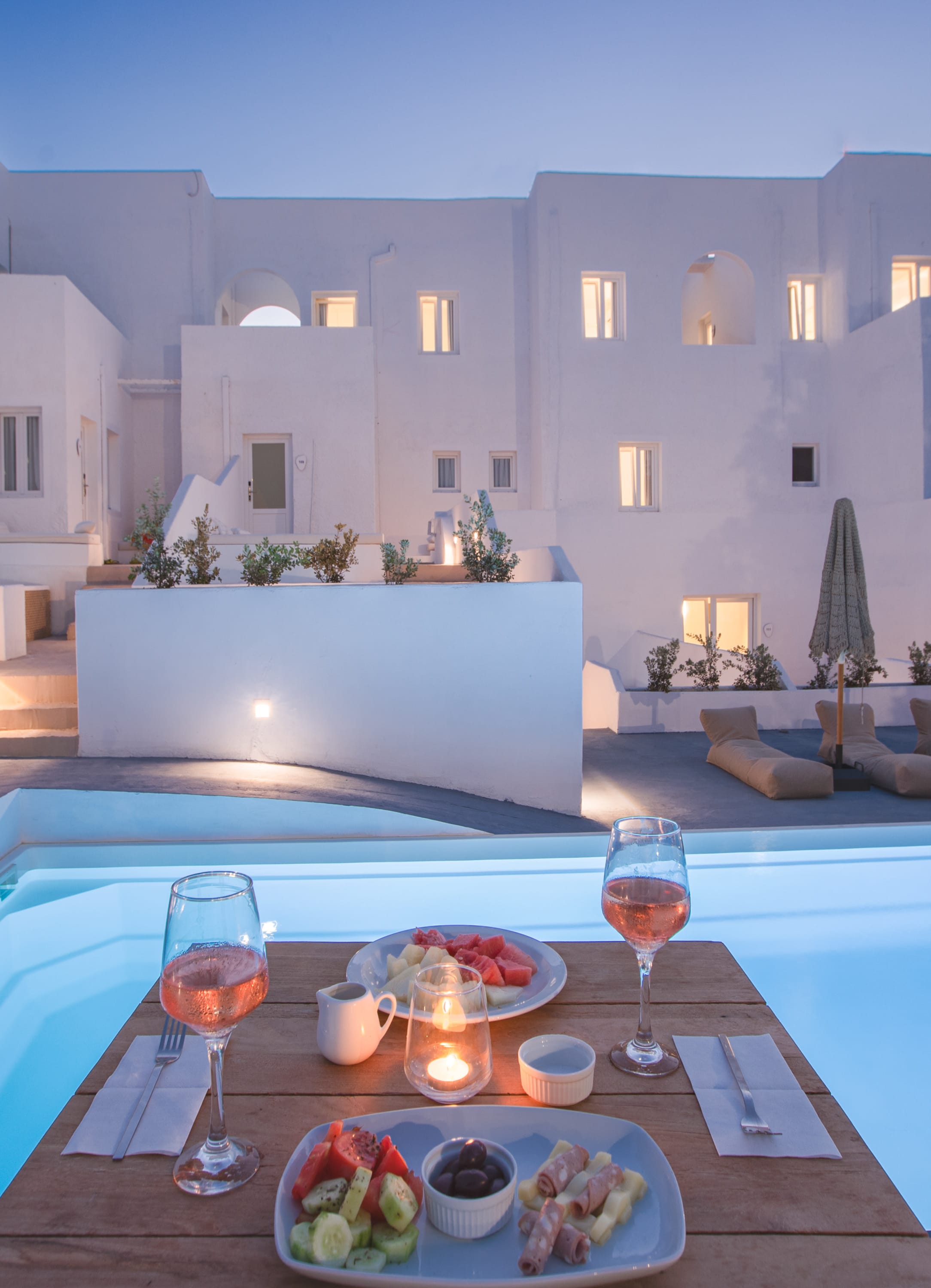 a table with food and drinks on it