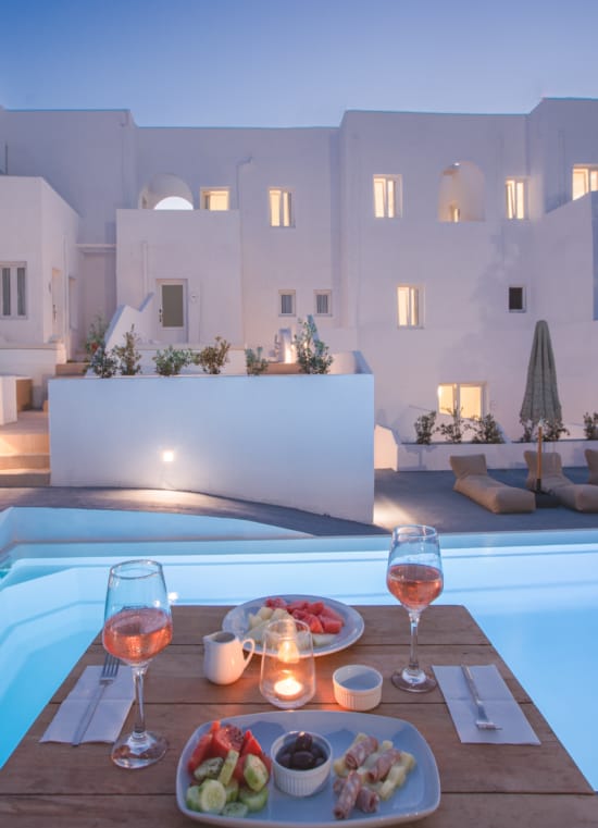 a table with food and drinks on it