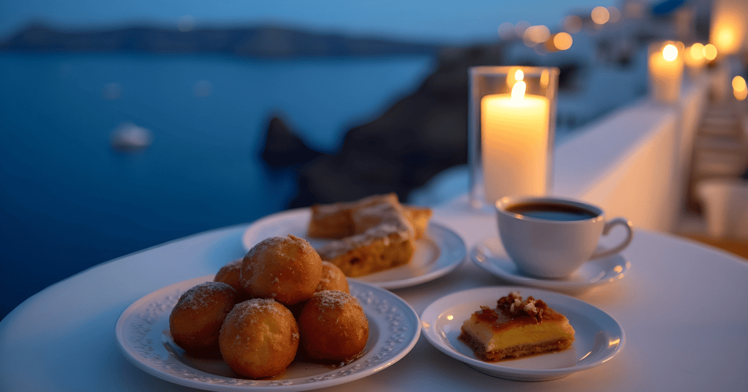 a table with plates of food and a candle