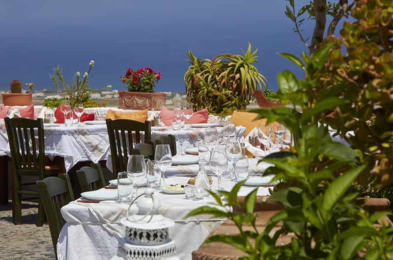a set table with empty glasses