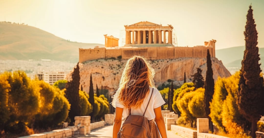 a person looking at a building