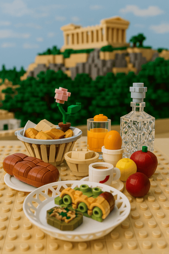 a table with food and drinks on it