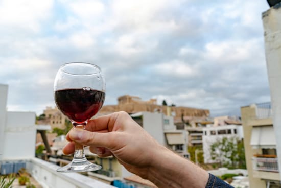 a person holding a glass of wine