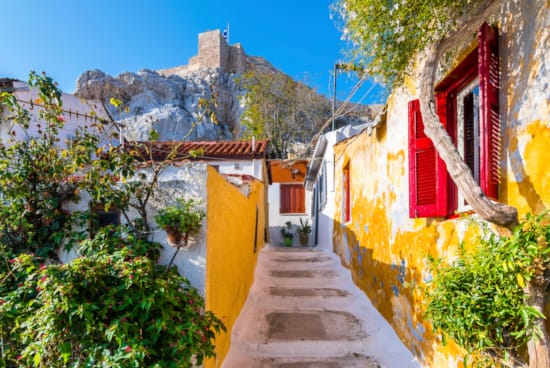 a narrow stairway leading up to a mountain