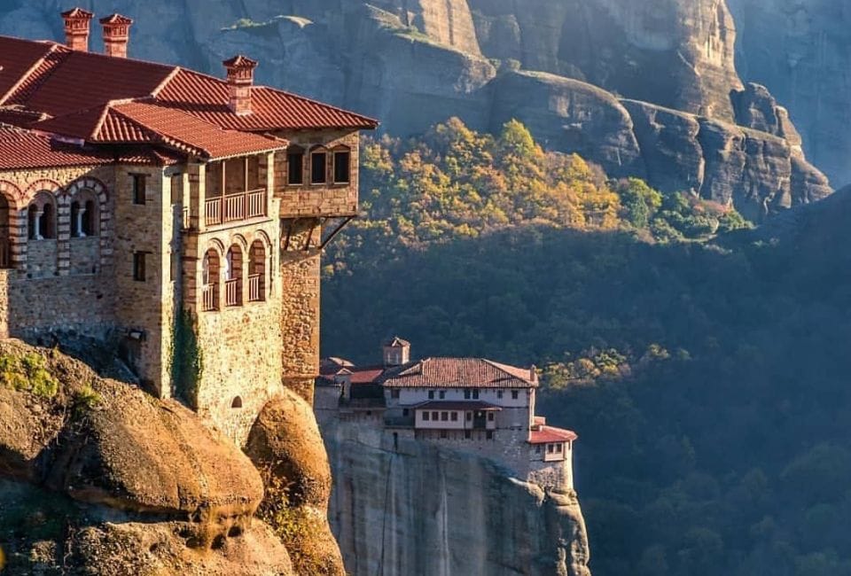 Meteora on a cliff
