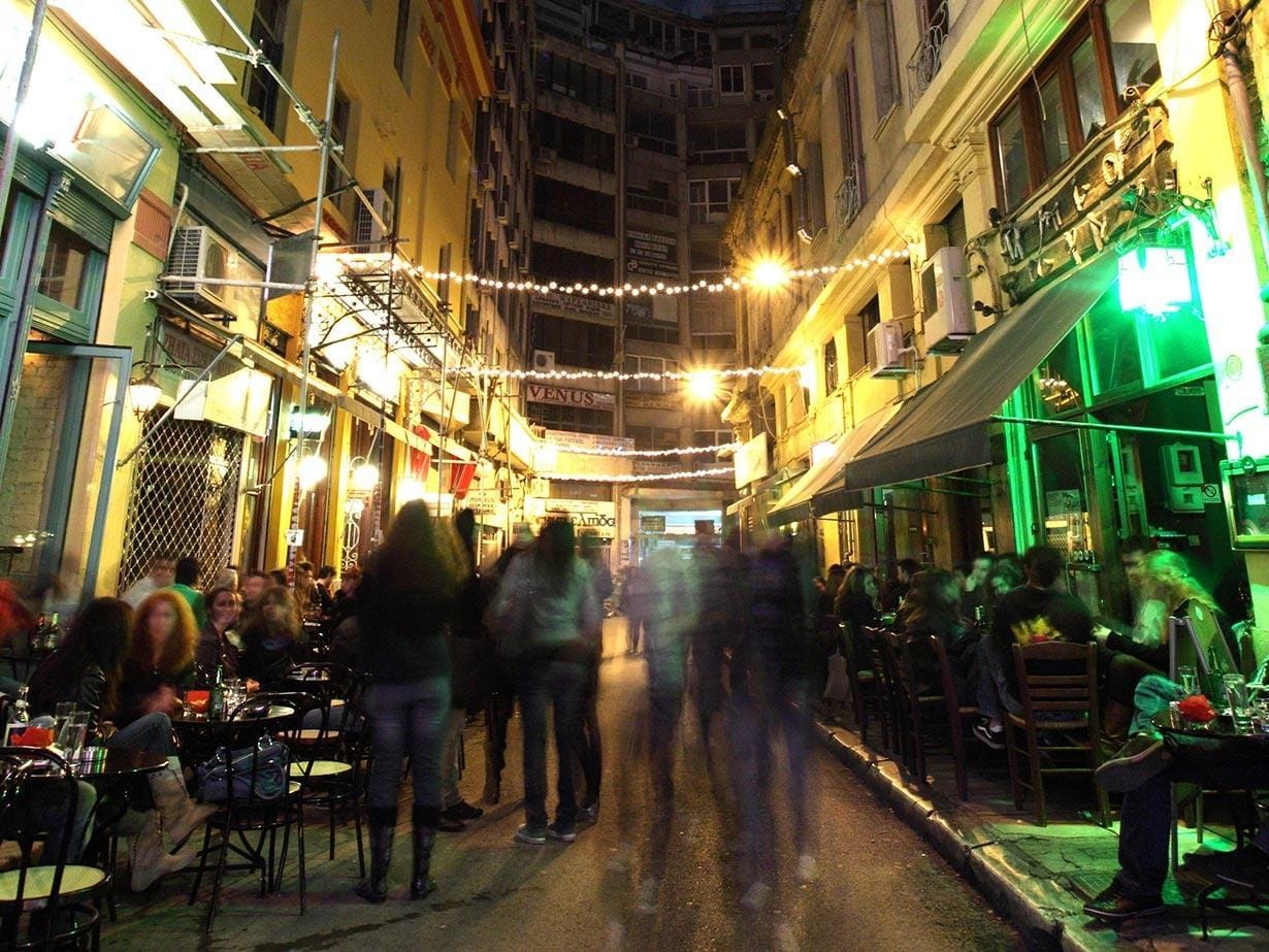 people walking in a street