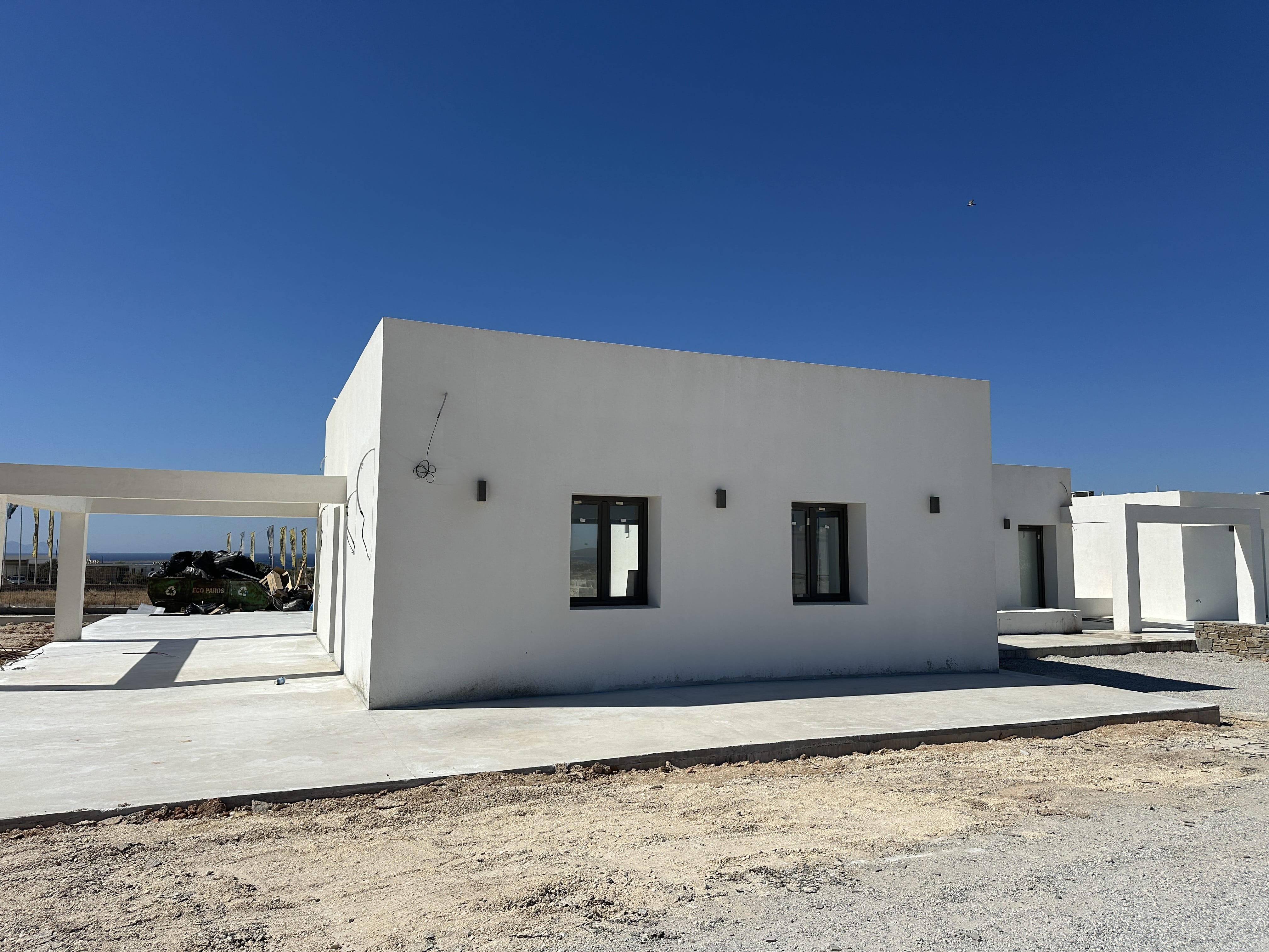 a white building in a desert