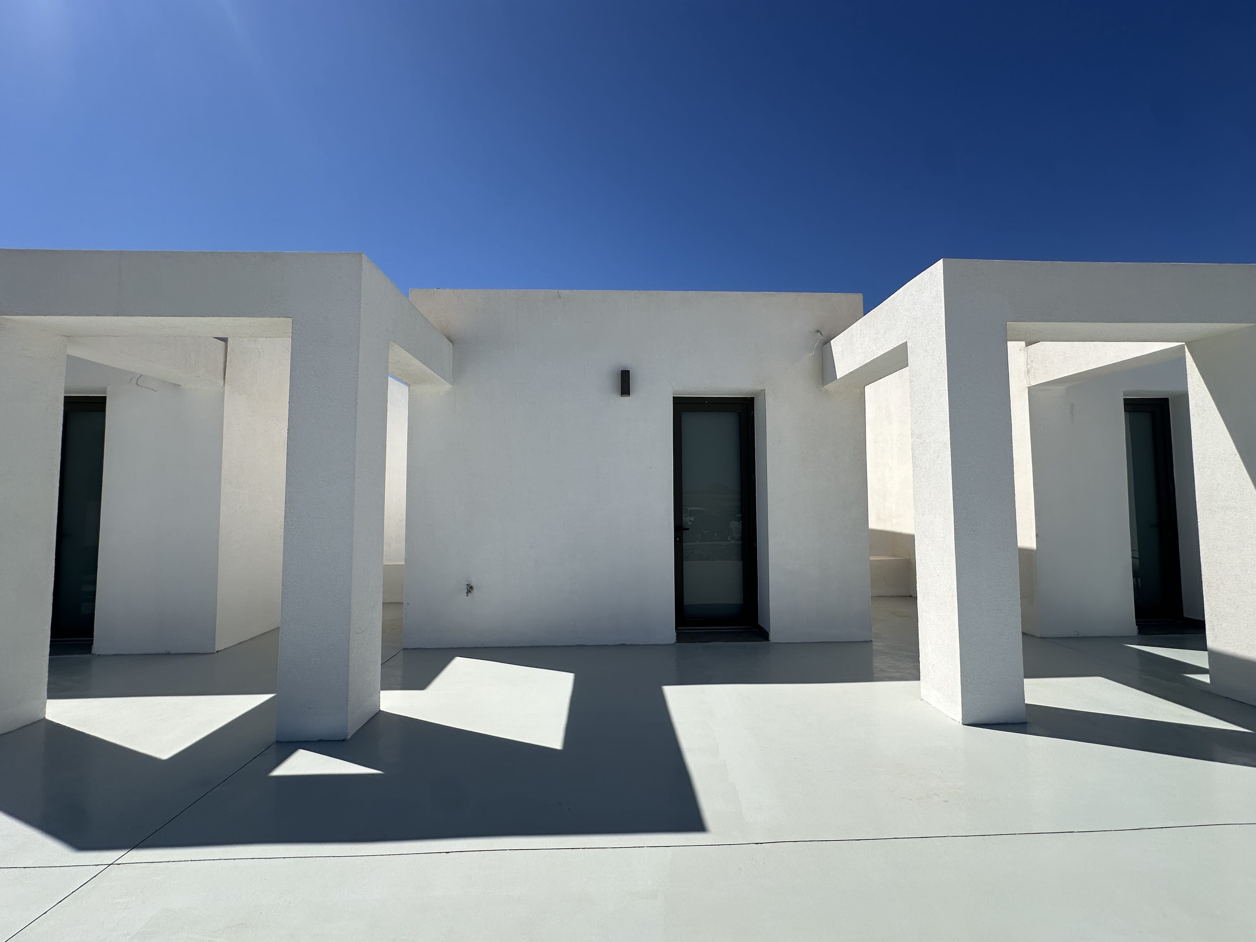 a building with white walls