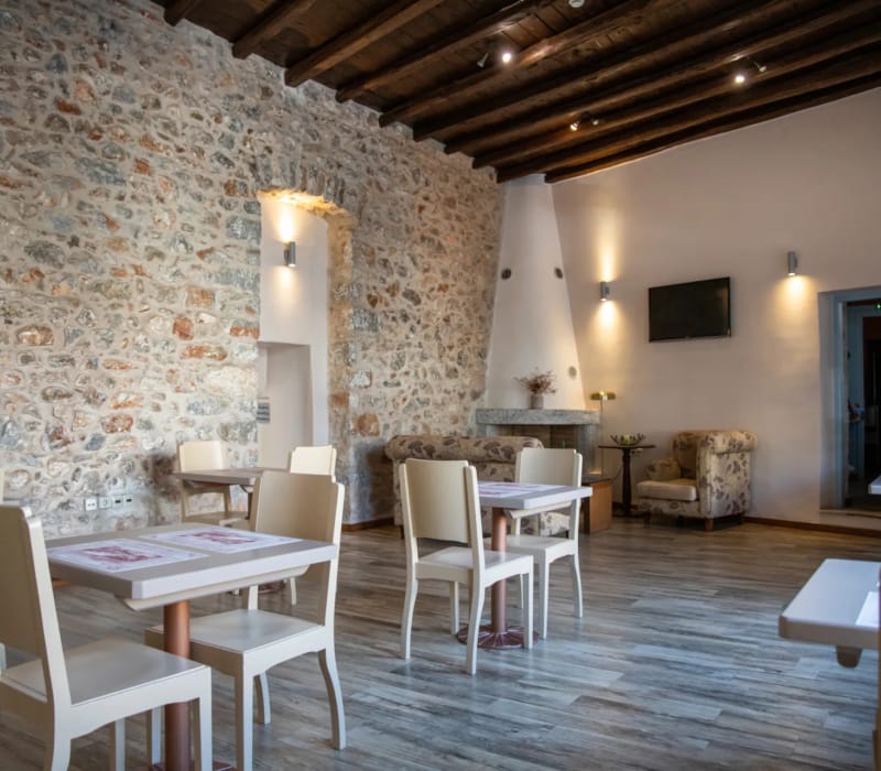 a room with tables and chairs