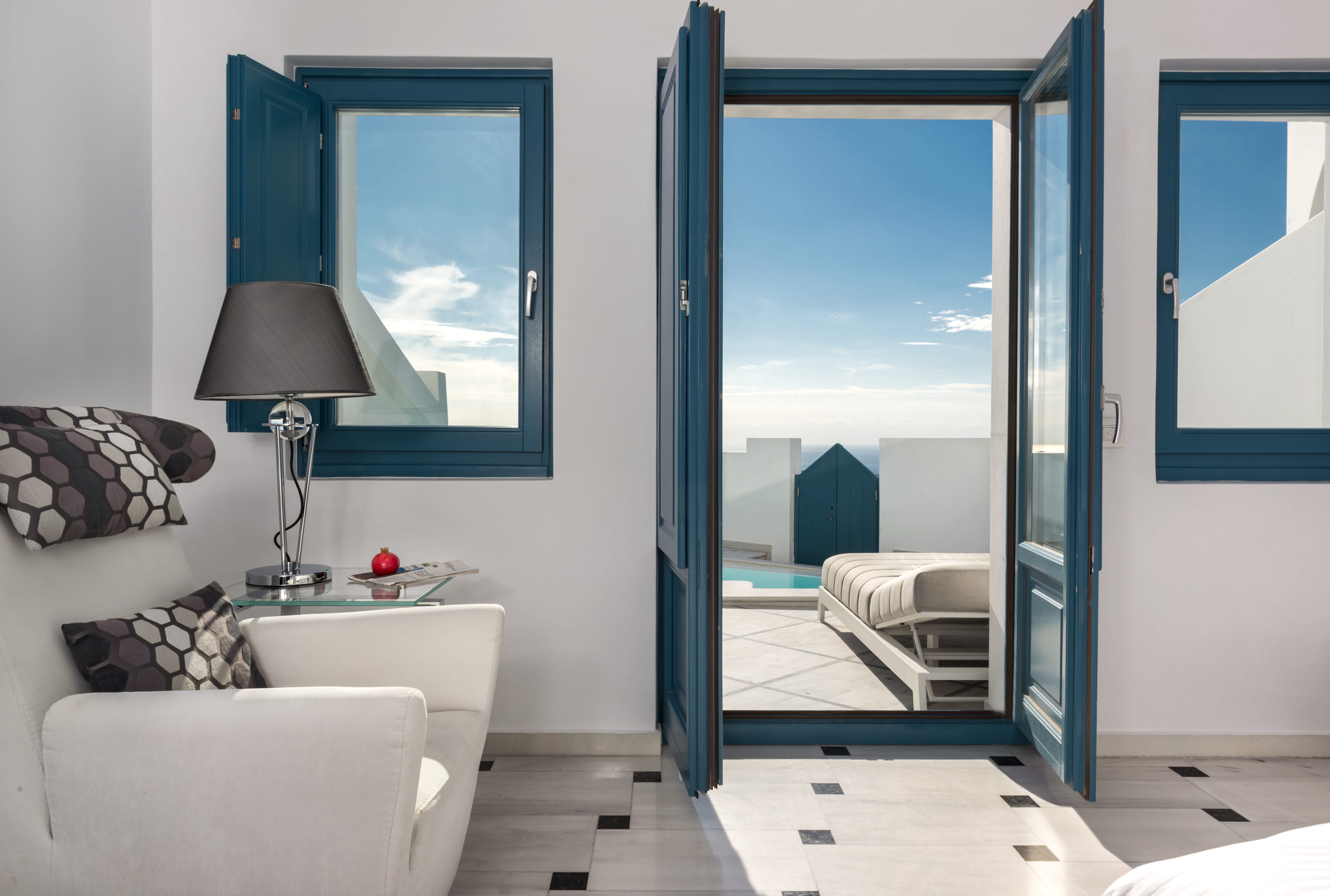 a room with a large window