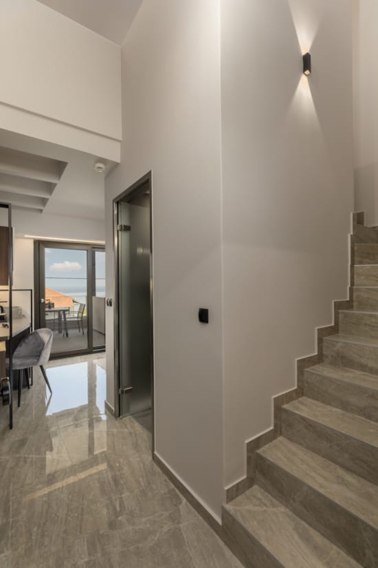 a staircase leading to a door