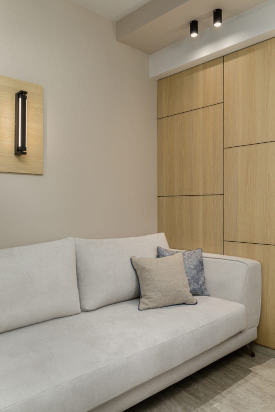 a white couch in a room