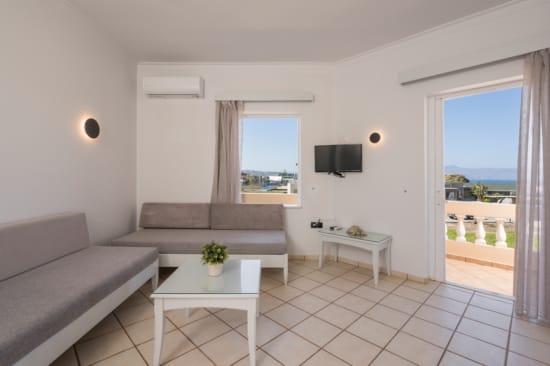 a living room with a tv and couches