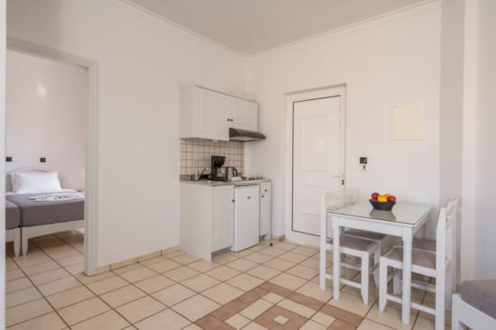 a room with a bed and a table