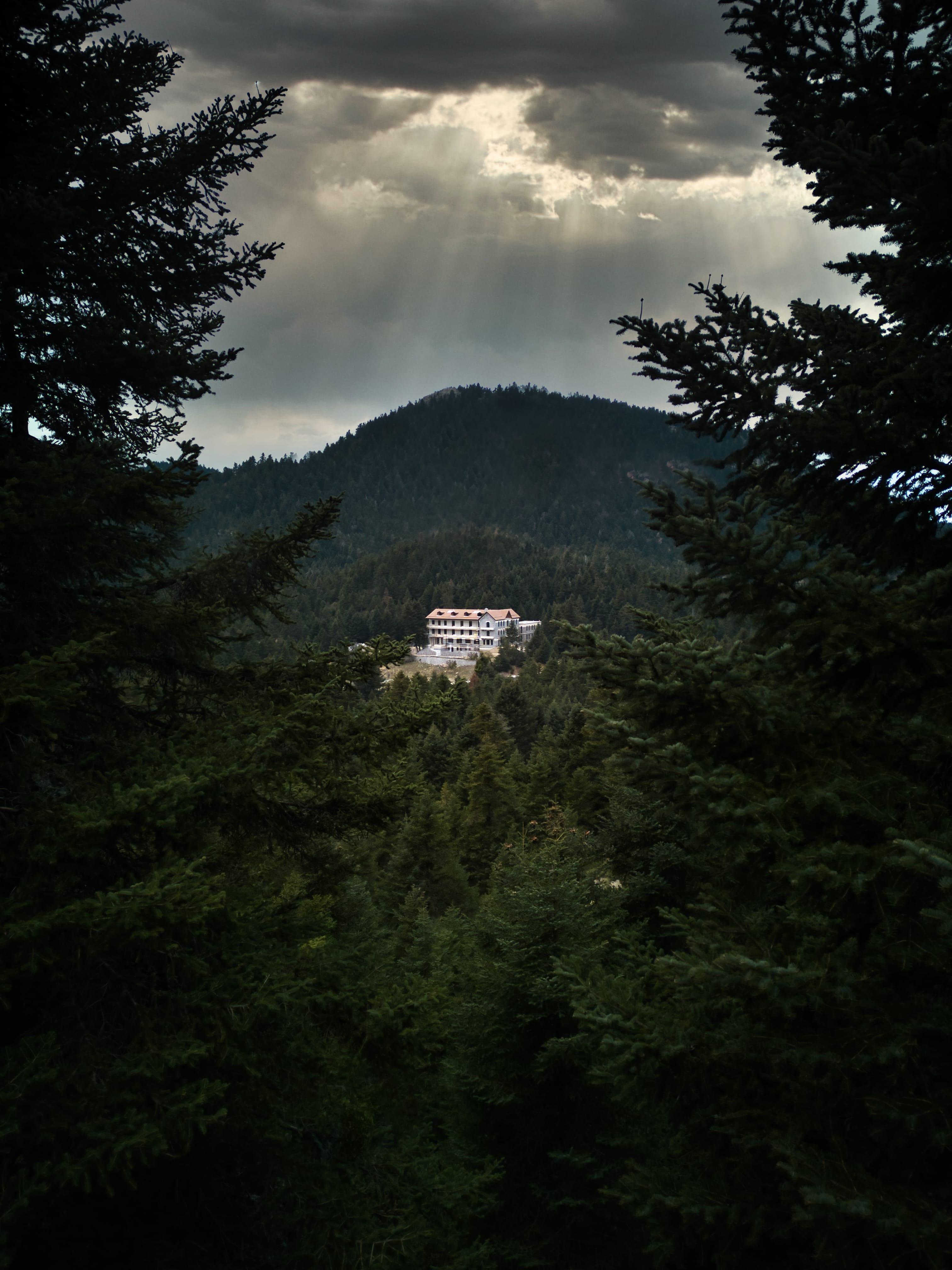 a building on a hill