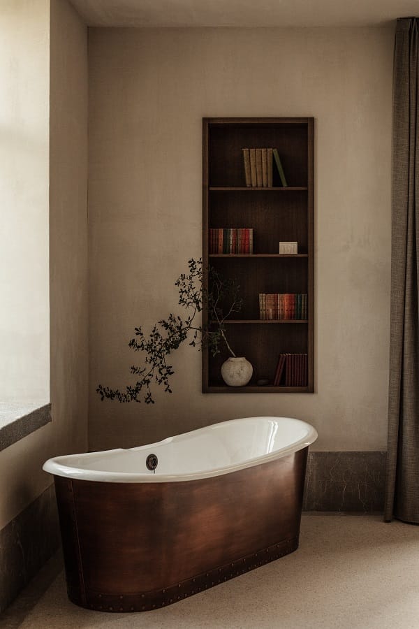 a bathtub in a bathroom