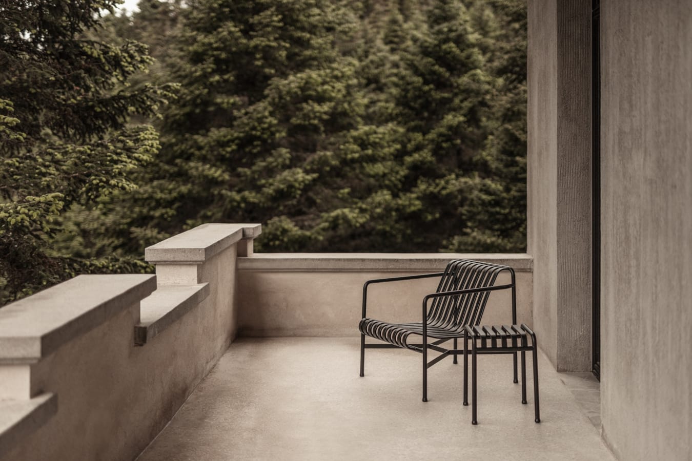 a chair and a table outside