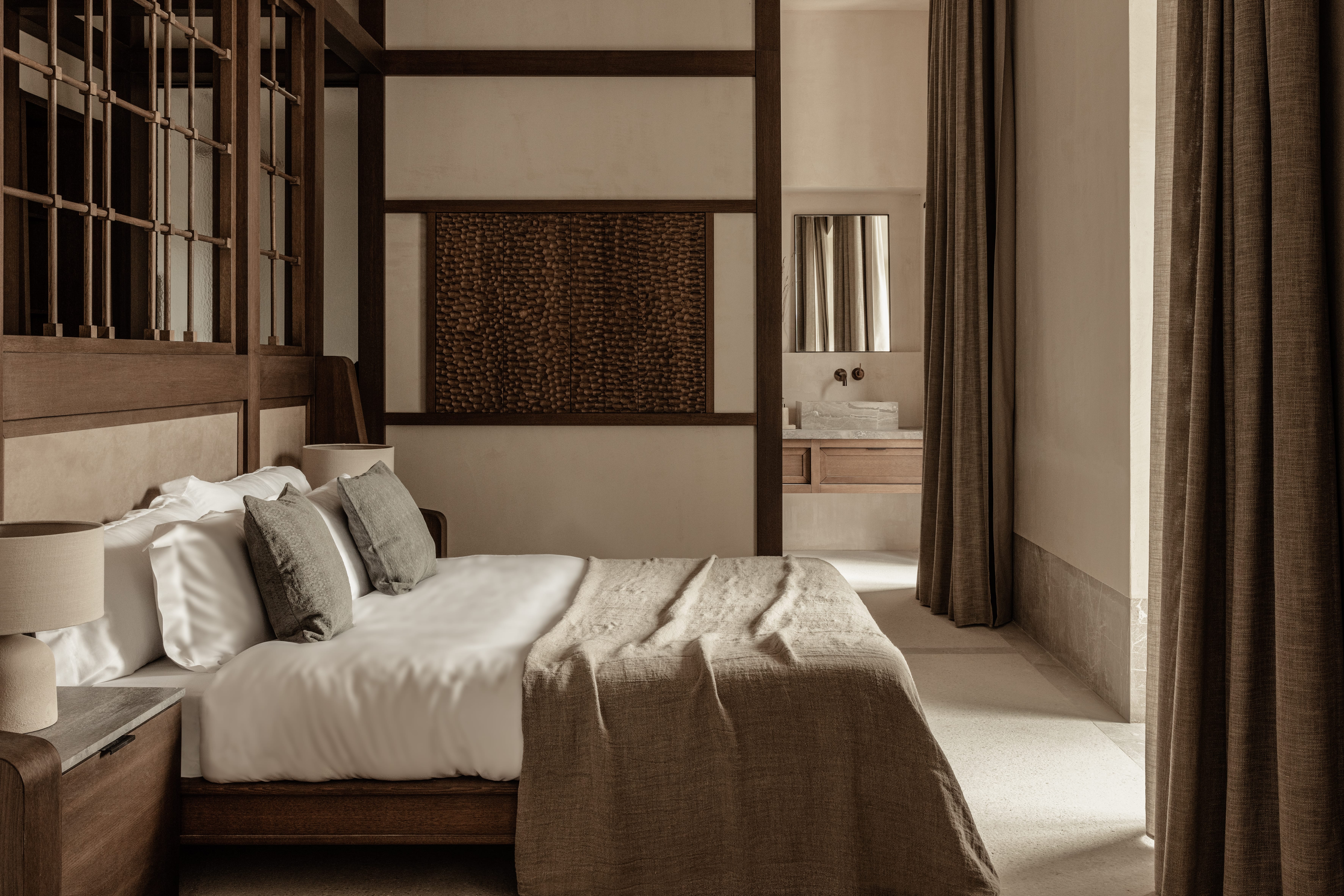 a bed in a room
