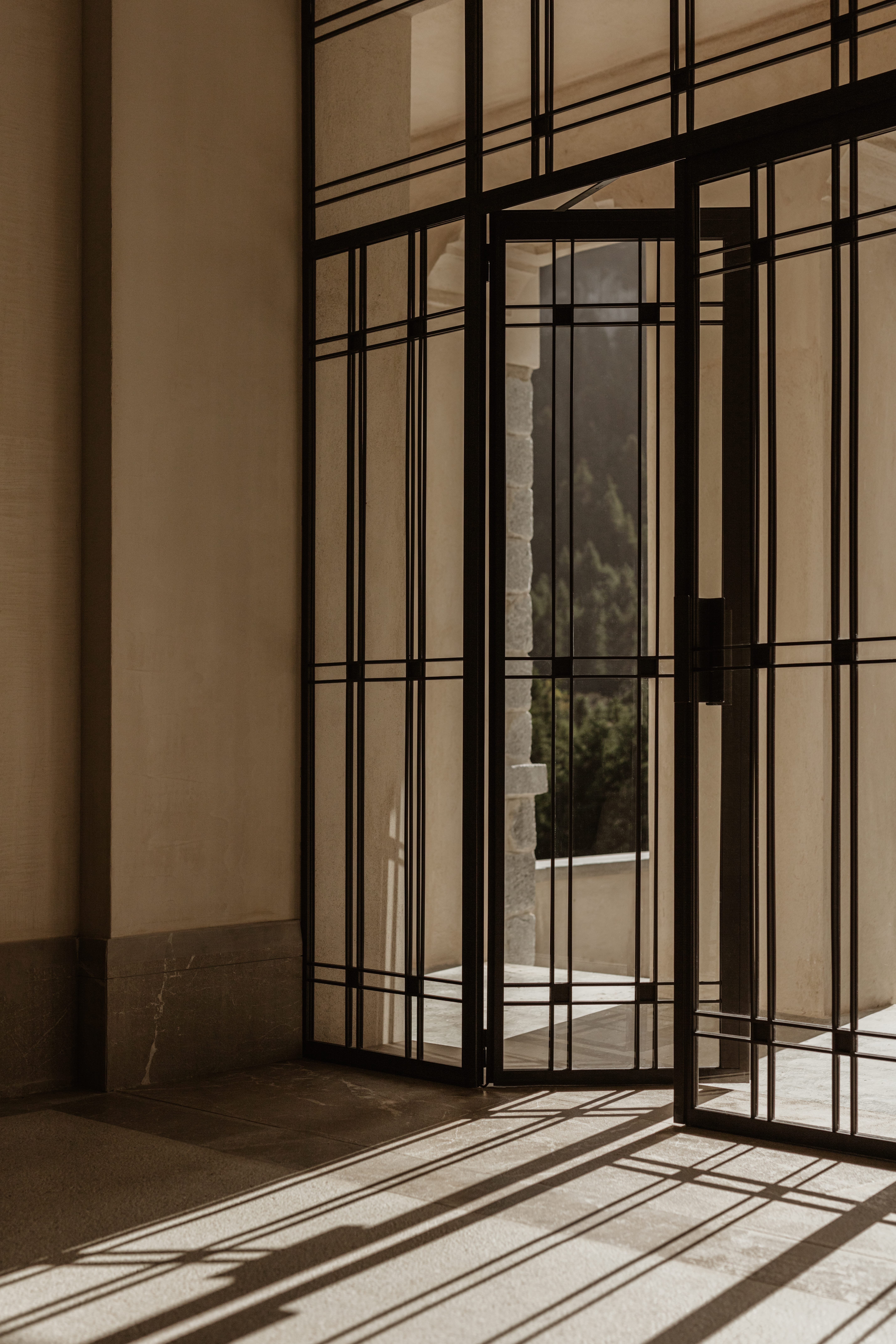 a black gate with bars