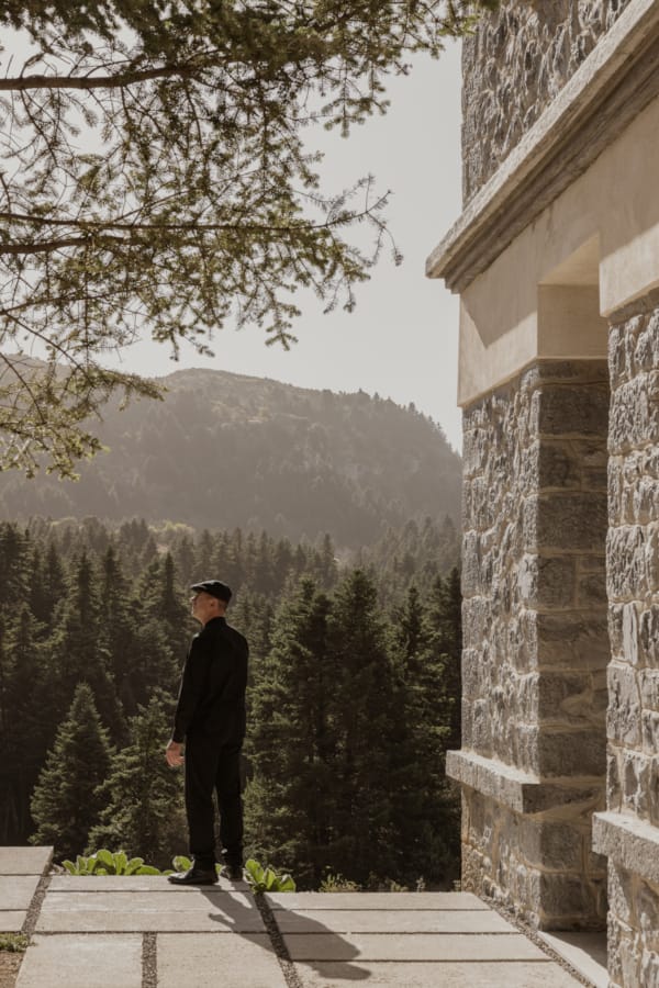 a man standing on a staircase