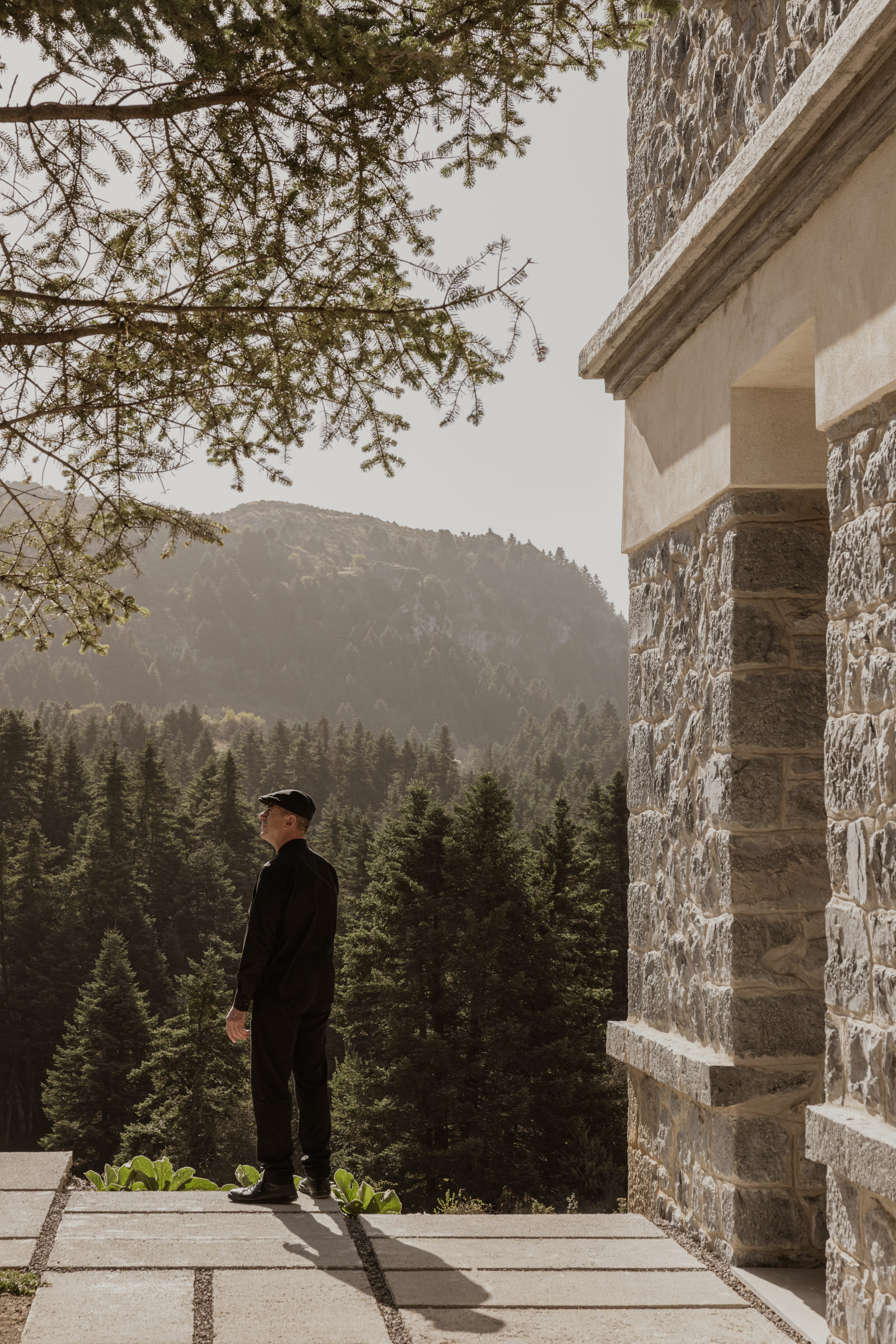 a man standing on a staircase