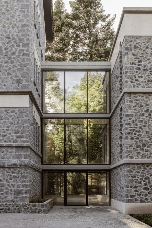 a building with a large window