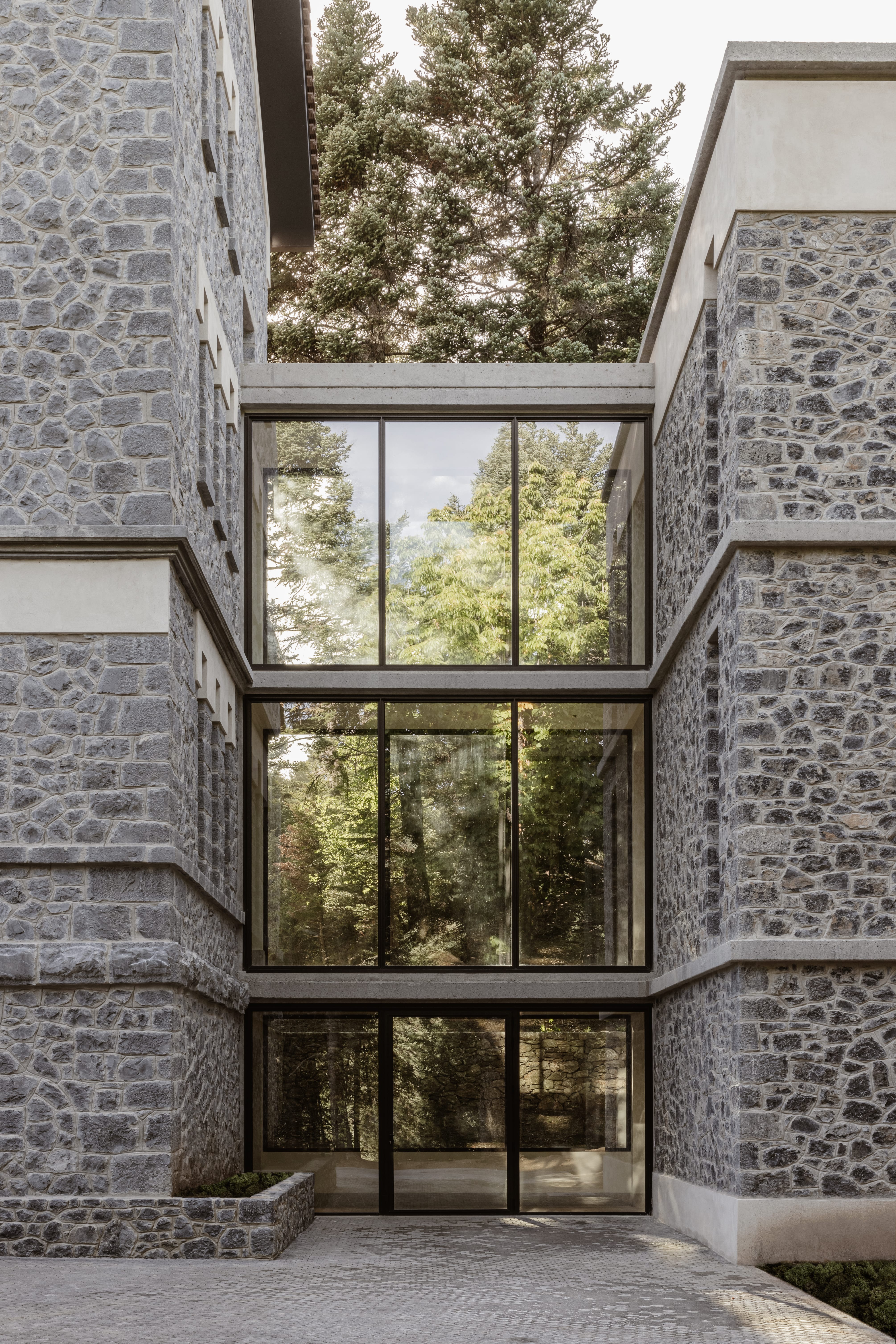 a building with a large window