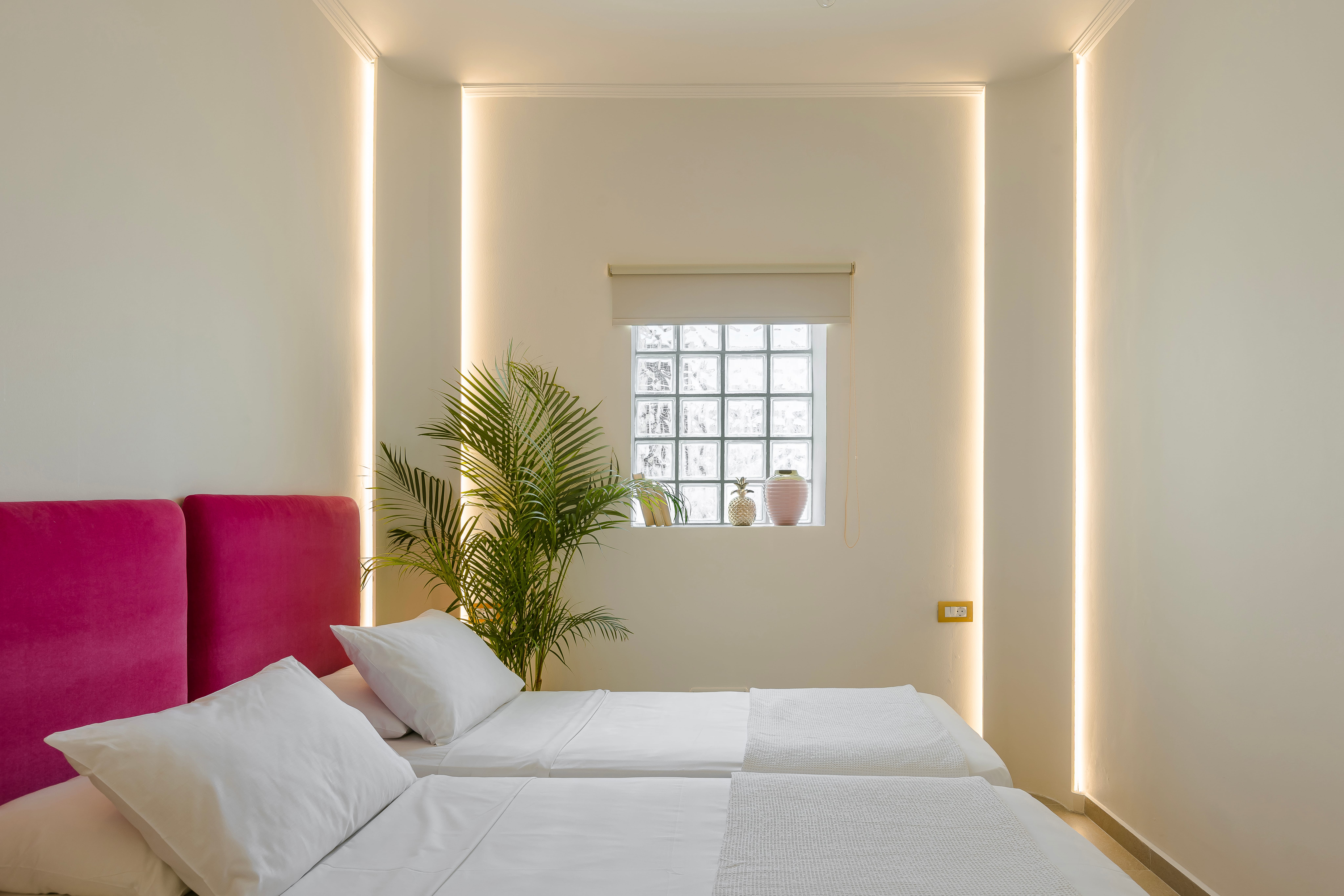 a bed in a room