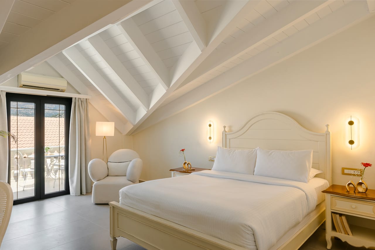 a bed in a room
